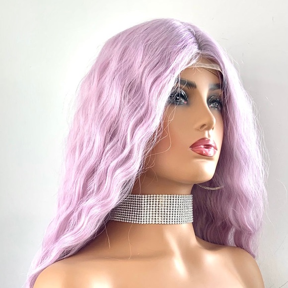 Gorgeous Lilac Pearl Loose Wave Premium Fiber Lace Front Wig - Picture 5 of 15